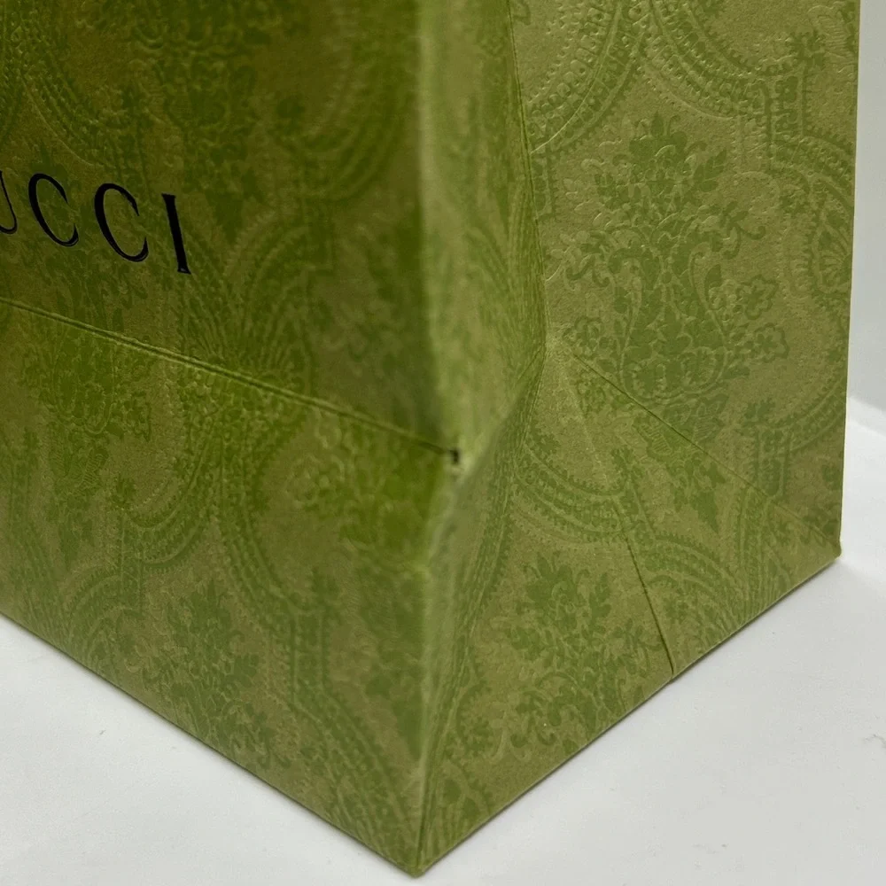Gucci Olive Patterned Shopping Bags with Black Handles (Set of 2)